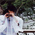 under the Jyomon-sugi (an old cedar,  c. BC 2000), Feb. 1998